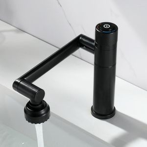 Robinets de lavabo de salle de bain noir / nickel 304 en acier inoxydable lavabo robinet pressostat monotrou robinet d'eau froide double fonction
