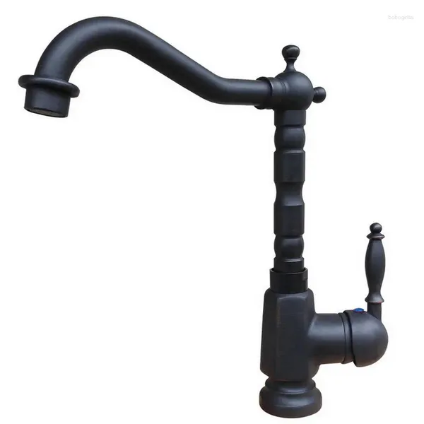 Grifos de fregadero de baño aceite negro frotado lámpara de latón de palanca giratoria bouce buque de cocina tazón de agua toque de agua anf340