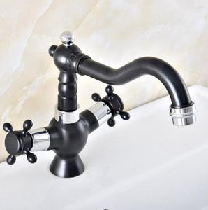 Badkamer wastafel kranen zwarte olie gewreven bronzen zilveren chroom messing keuken vaartuig bassin swivel tuit kraan mixer Water Tap ANF491