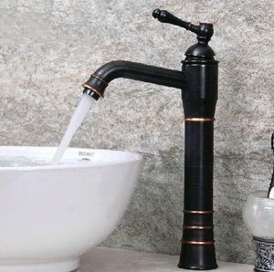 Grifos del fregadero del baño Grifos mezcladores del grifo del lavabo del recipiente de la manija de una sola palanca de bronce frotado con aceite negro Anf299