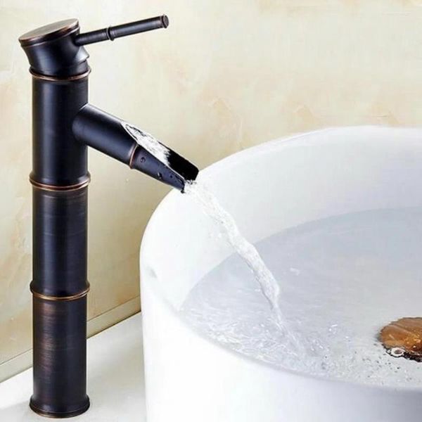 Robinets de lavabo de salle de bain Huile noire frottée en bronze Fauce de chauque