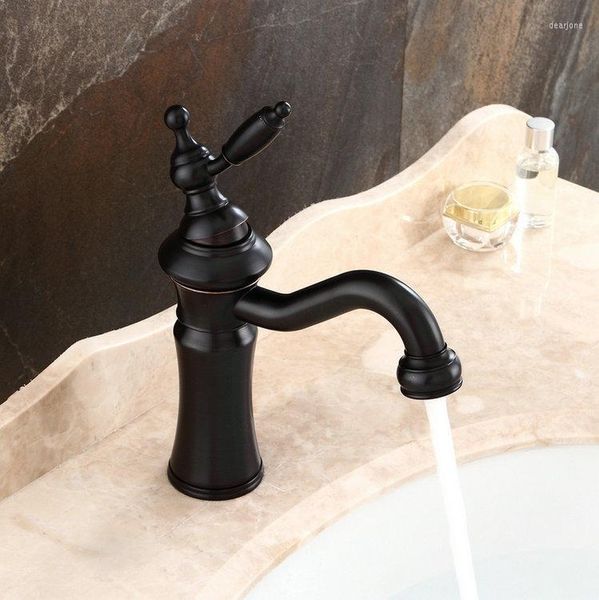 Robinets de lavabo de salle de bain Noir ORB Clour Mitigeur de robinet en laiton monotrou