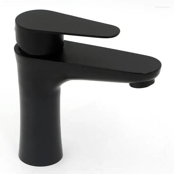Robinets de lavabo de salle de bain peinture noire en acier inoxydable en acier inoxydable petite taille et lavage de robinets de bassin