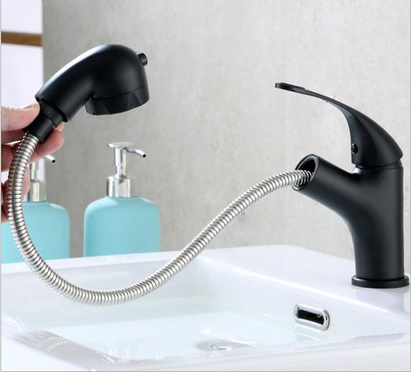 Robinets d'évier de salle de bains, robinet de lavabo à trou unique noir et froid, pour la maison