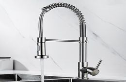 Robinets d'évier de salle de bain Spirale de robinet de cuisine Black Tray Out avec Spray Handle à 360 ° Rotation Brass Brass Tap 53240987