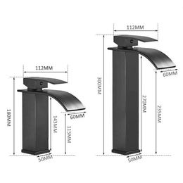 Grifos de fregadero de baño Black Short o High Basin Faucet Monte de la cubierta de la plataforma Un solo agujero de un solo orificio fría Material de acero inoxidable de acero inoxidable