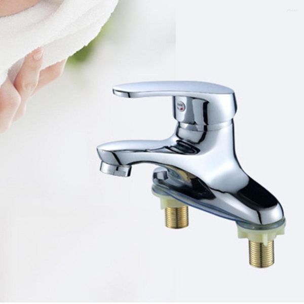 Grifos de lavabo de baño Grifo de marca Interruptor de válvula de agua 10,5 14,1 cm Mango de boquilla de filtro de galvanoplastia de núcleo de cerámica