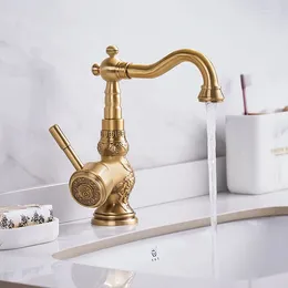 Robinets de lavabo de salle de bain robinets en laiton antique mélangeur de douche en or conception froide conception d'or vintage lavage de lavage