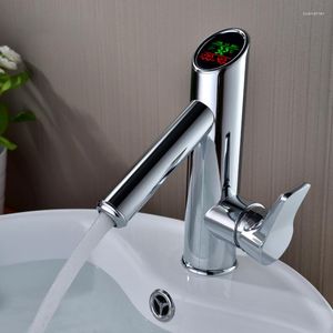 Badkamer wastafel kranen messing luxe ontwerp kraan waterdruk dynamische digitale led display tap