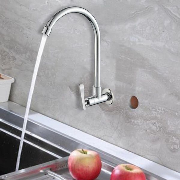 Grifos de lavabo de baño, grifo de agua de latón, lavabo alto, manijas cromadas, grifo de pared de acero frío 360 para exteriores, cocina