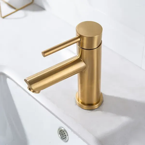 Grifos de lavabo de baño grifo cepillado de oro grifo