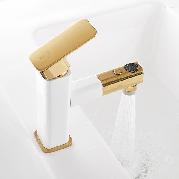 Grifos de lavabo de baño, grifo de lavabo de oro cepillado, diseño moderno de agua fría, grifo de latón calentado, cocina Robinet HX50BF