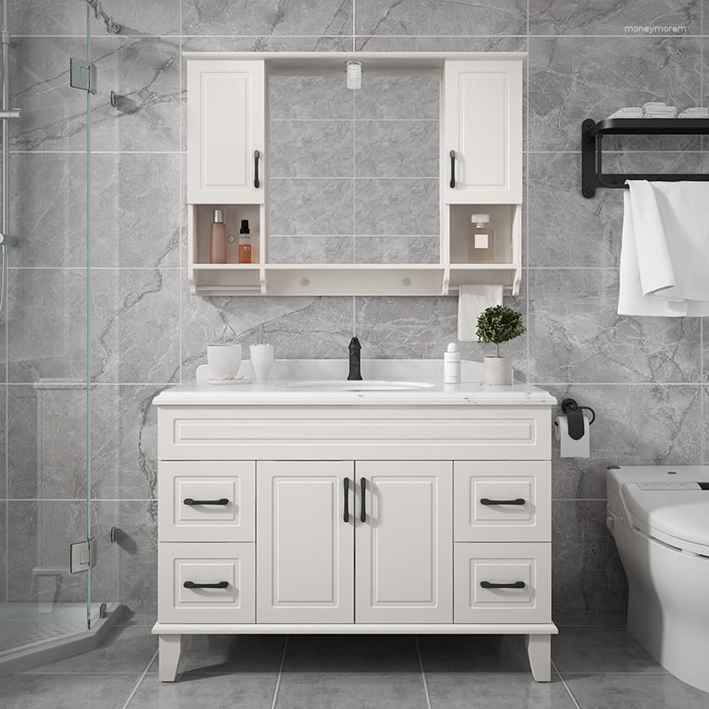 Bathroom Sink Faucets Cabinet Combination European Style Mirror Face Wash Basin Marble Washstand Floor