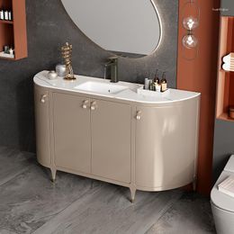 Robinets d'évier de salle de bains, armoire de lavage des mains, Table sur pied en bois massif, combinaison de lavabo pour petit appartement