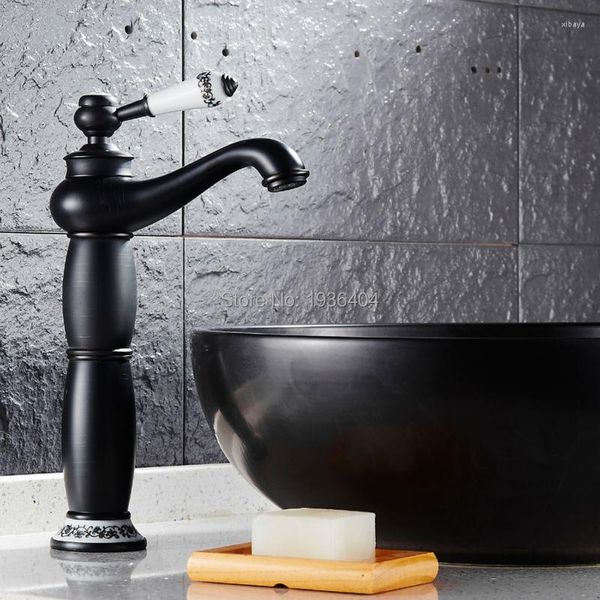 Grifos de lavabo de baño Grifo tipo calabaza Grifo de lavabo con acabado negro de latón antiguo Grifos monomando montados en cubierta Soporte único B3255