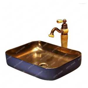 Robinets d'évier de salle de bains Bassin en céramique Glaçure en métal Table d'art Lavabo rétro Moyen-Orient Europe et Amérique Lavage