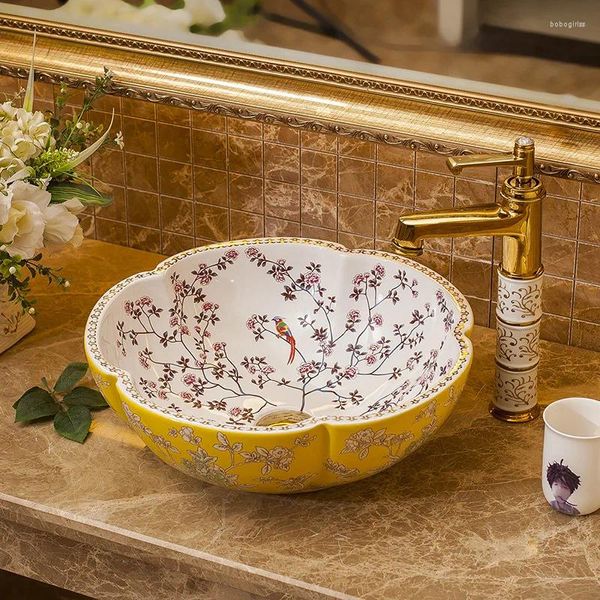 Mesa de cerámica de lavabo de baño Mesa de cerámica Norte para el hogar del arte al ronda