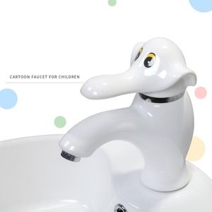 Robinets de lavabo de salle de bain dessin animé pour enfants éléphant céramique blanc/vert laiton lavabo robinet coloré eau froide mitigeur