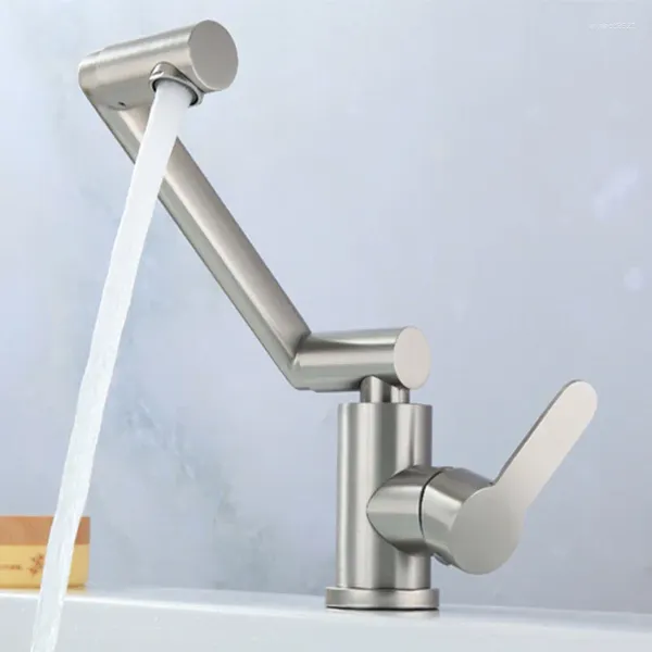 Grifos de lavabo de baño Grifo cromado Grifo de lavabo de rotación de 108 ° G1/2 Mezclador de válvula de cerámica de acero inoxidable con orificio de una sola manija