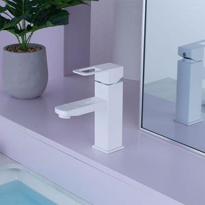 Robinets d'évier de salle de bains Robinet de lavabo de couleur blanche propre et mélangeur d'eau froide Robinet de lavabo pour