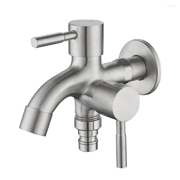 Grifos del fregadero del baño Conveniente grifo de doble salida para lavadora Fregona Piscina y más Material de aleación de zinc Tratamiento de superficie cepillado