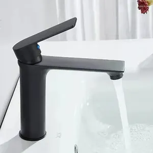 Robinets d'évier de salle de bains, lavabo en cuivre et robinet froid, lavabo de table noir