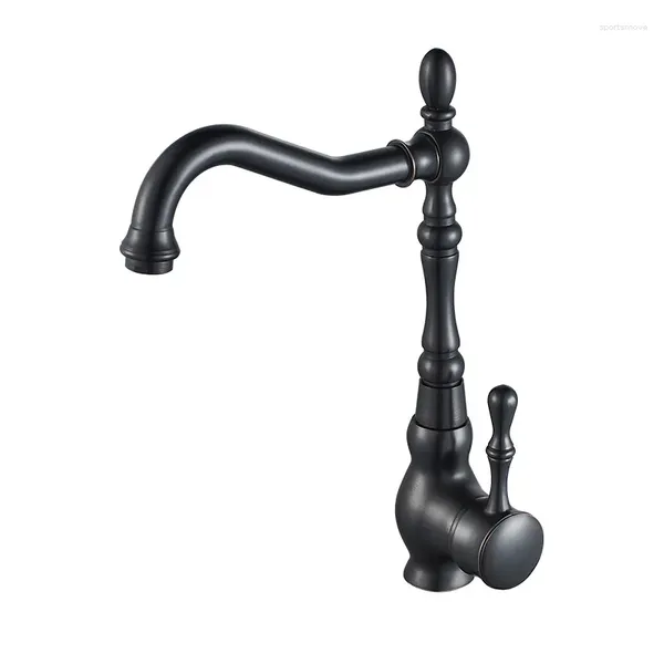 Robinets d'évier de salle de bains en cuivre noir, robinet de lavabo de cuisine, noyau froid et céramique