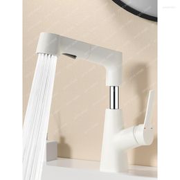 Grifos de lavabo de baño estilo crema cobre blanco elevación lavabo grifo hogar lavabo extraíble y frío