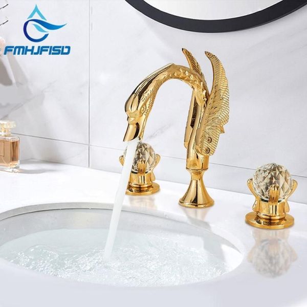 Robinets de lavabo de salle de bain Handle Crystal Swan Basin Robinet Cold Bouxer Torneira Taps Deck Mounted2606