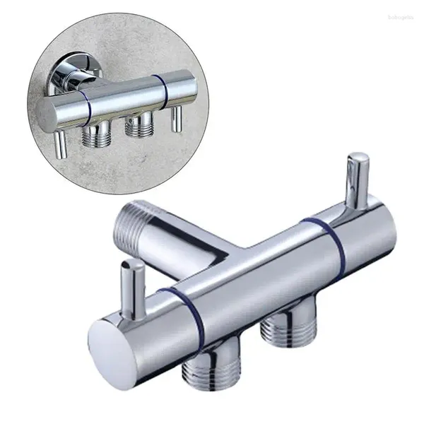 Robinets de lavabo de salle de bain Valve de divertisseur 3 voies séparateur d'eau de douche Angle de douche Connecteur Double commutateur Tap T-Adaptère