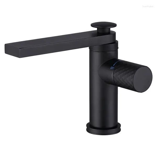 Grifos del fregadero del baño EST Moda Grifo de latón Negro / Cromo Lavabo Mezclador Grifo de alta calidad Agua fría Caño móvil