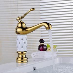 Robinets de lavabo de salle de bain robinet de cuivre de style européen et lavage de lavabo rétro antique or d'or froid
