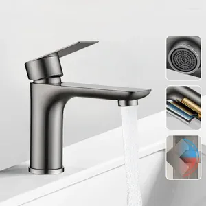 Robinets d'évier de salle de bains, robinet d'eau froide en acier inoxydable 304 mélangé pour robinet de lavabo Haplopore, tuyau de 80cm gris noir argent