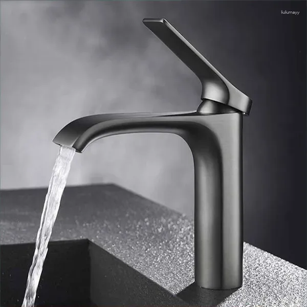 Robinets de lavabo de salle de bains, robinet tout en cuivre et eau froide mélangés pour robinet de lavabo Haplopore, tuyau de 80cm gris/blanc/Chrome