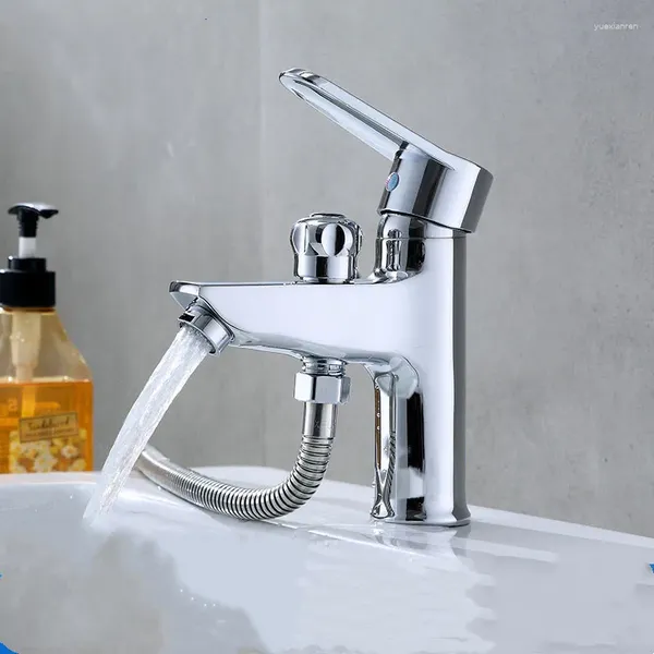 Robinets de lavabo de salle de bains Robinet et mélangeur froid Lavabo Toilette Pommeau de douche en cuivre à double usage pour robinet intelligent Pluie Kit moderne Eau