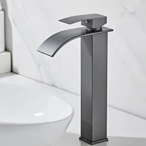 Robinets d'évier de salle de bains, robinet à poignée unique monté sur le pont, lavabo moderne, robinet d'eau carré, noyau en laiton, lavabo froid