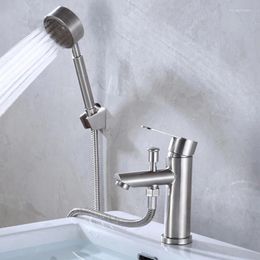 Robinets d'évier de salle de bains, robinet en acier inoxydable à poignée unique, mélangeur de lavabo d'eau froide, robinet de baignoire, accessoires de douche