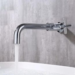 Robinets de lavabo de salle de bain Type de mur robinet en laiton allongé à l'eau froide Basin Basin Bouelet 1/2 pouce accessoires de tapsage