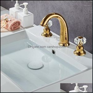 Badkamer wastafel kranen kranen, douches als huizentuin geborsteld goud retro korte stijl en koud bassin kraan