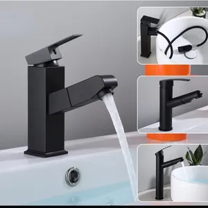 Fregets de fregadero de baño Facios de la cuenca del grifo extendido de 3 orificios de agua múltiple temperatura del calentador de agua LED Cabeza de ducha Led Matte Matte