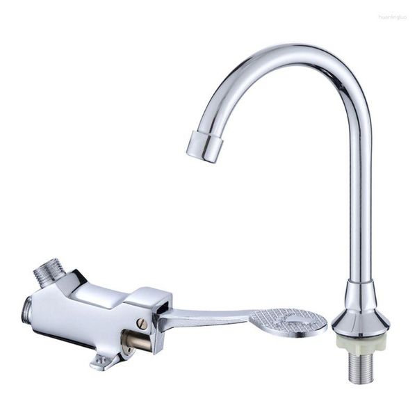 Grifos de lavabo de baño, válvula de Control de Pedal de pie, grifo de cocina, grifo de agua, interruptor de lavabo Vertical, Solo Frío HX6D