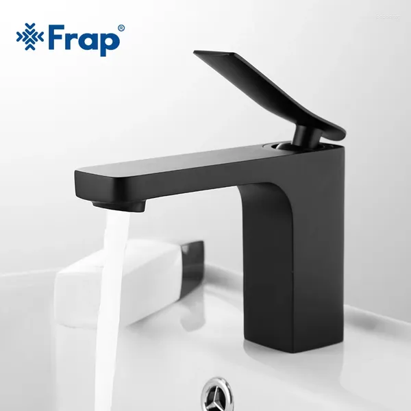 Grifos del fregadero del baño Frap Faucet Mezclador de lavabo Grifo cromado Vanidad Agua fría Pintura negra Y10034