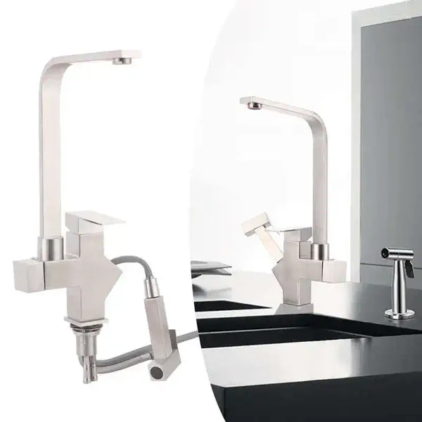 Grifos de fregadero de baño G1 / 2 Grifo de cocina y grifo mezclador frío Pulverizador extraíble Lavabo de acero inoxidable Robinet Salle de Bain