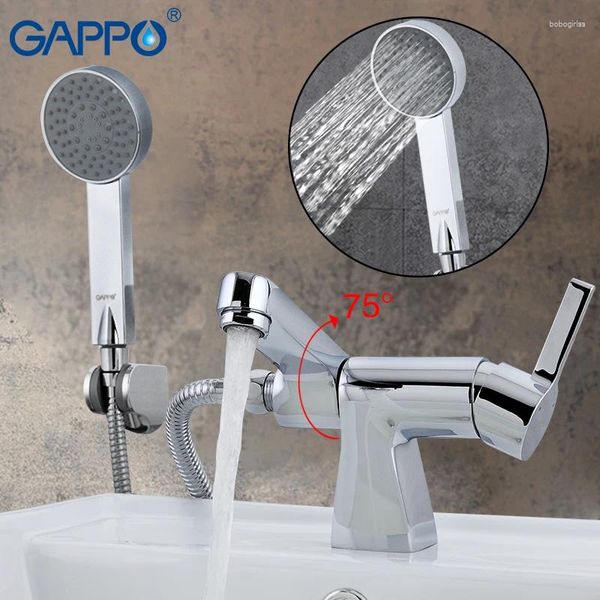 Robinets de lavabo de salle de bain gappo baignoire robinet cascade cascade pomme de douche set en laiton mélangeur à manche simple bassin g1204