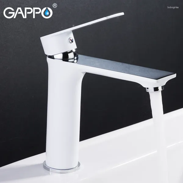 Robinets de lavabo de salle de bain Gappo Blanc Basin Robinet Pont de lavage monté Laiton Tapé de lavé Baucheur d'eau froide Taps