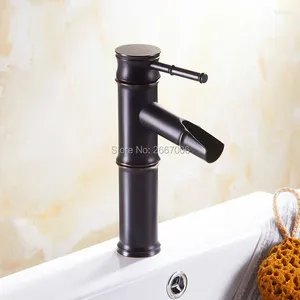 Grifos de fregadero de baño Gizero estilo bambú de bambú cuenca de grifo negro grifos de cascada gi617