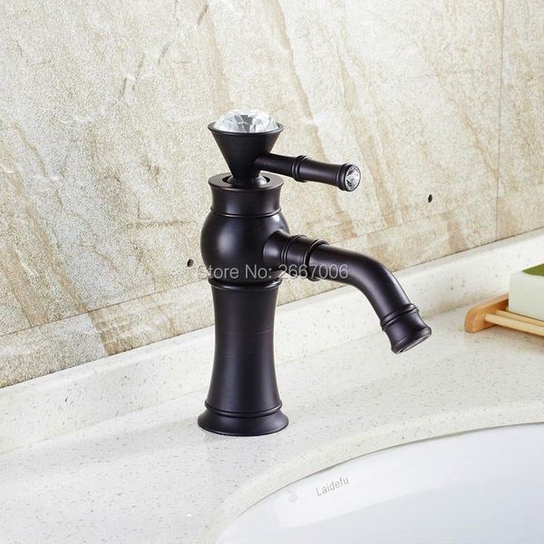 Grifos de lavabo de baño GIZERO Grifo negro Mezclador de lavabo Grifo de agua de latón macizo de un solo mango de cristal GI635