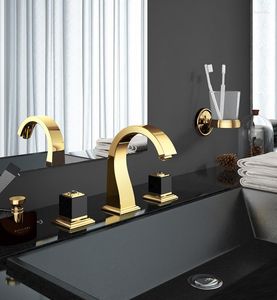 Grifos de lavabo de baño Color negro dorado 8