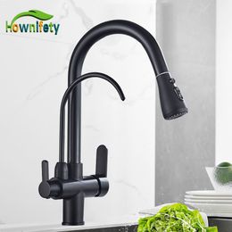 Wastafelkranen Gold BlackChrome Kithcen Gezuiverde kraan Trek waterfilterkraan 23-weg Torneira Cold Mixer Crane Kitchen Drink 230616