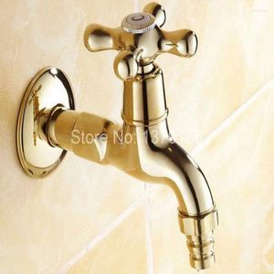 Badkamer wastafel kranen gouden kleur messing extra lange wasserette wand gemonteerd dweil watertap tuin wasmachine koperen kraan AAV121